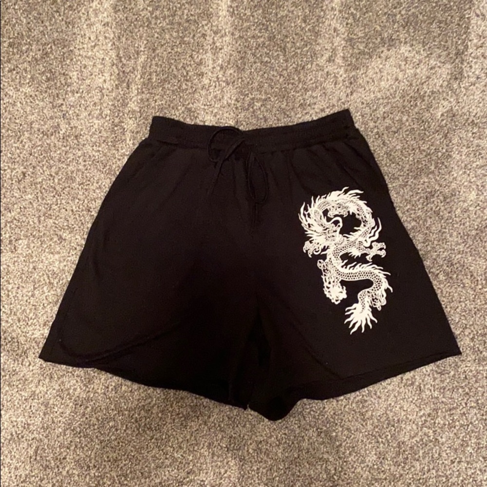 SHEIN Black Dragon Shorts